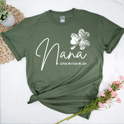 Nana Shamrock Shirt for St Patrick’s Day, Personalized Grandmalife Family Tee