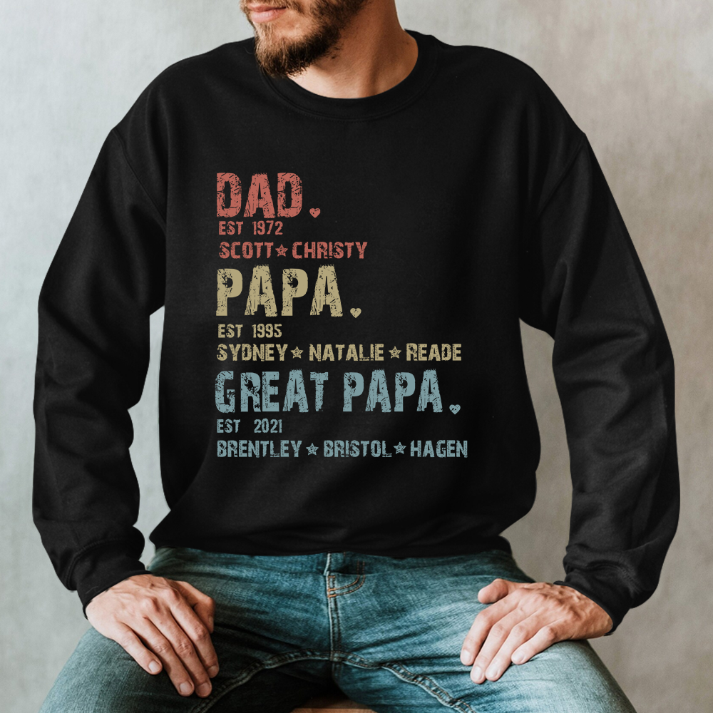 Dad Papa Great Papa And Kids Sweatshirt
