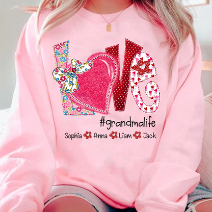 Personalized Love Grandma Sweatshirt, Valentine Heart Bow Gift for Grandma