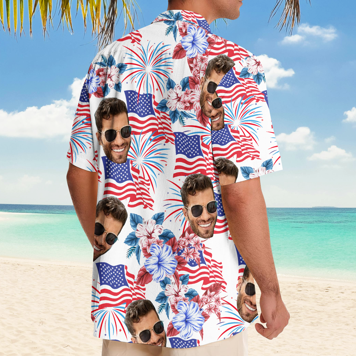 Custom Patriotic Hawaiian Shirts, Personalized Independence Day Hawaiian Shirts, Shirts for Men, Dad, Grandpa, Independence Day Gifts