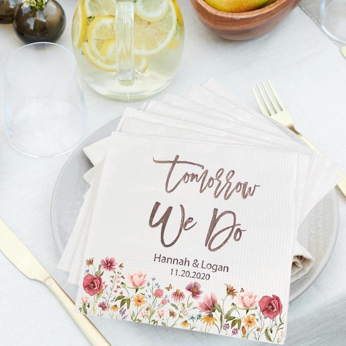Tomorrow We Do Napkins, The Night Before, Personalized Wedding Napkins, Custom Bridal Shower Cocktail Napkins, Wedding Party Decorations