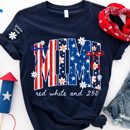 Patriotic Mimi T-Shirt for America’s 250th Anniversary | Red, White, and 250 Stars & Stripes