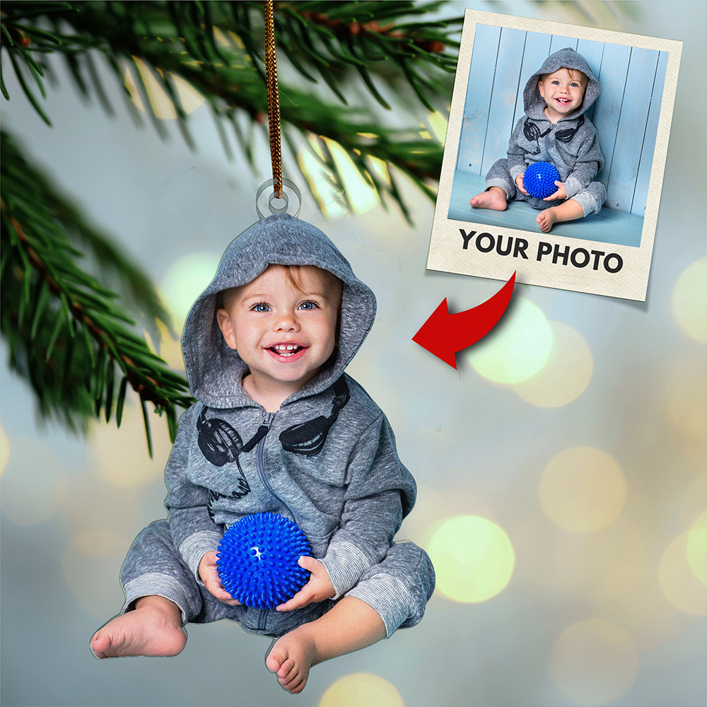 Custom Photo Christmas Ornament, Personalized Cutout Picture Acrylic Tree Decoration Keepsake