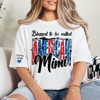Blessed to Be Called Mimi Shirt, Personalized Mimi T-Shirt with Custom Names and Patriotic Design