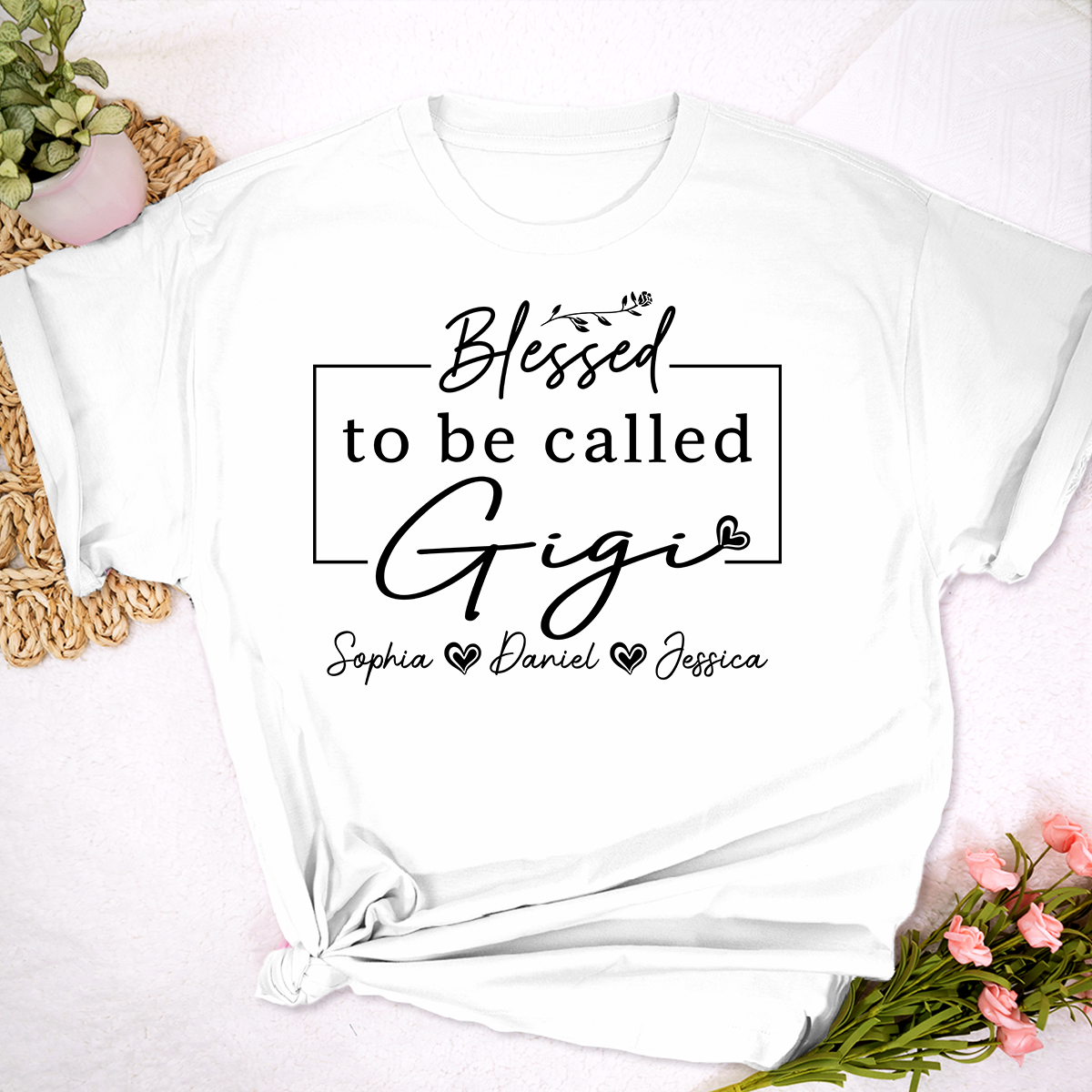 Blessed to Be Called Gigi Shirt, Personalized Gigi T-Shirt with Grandkids Names, Custom Grandma Gift