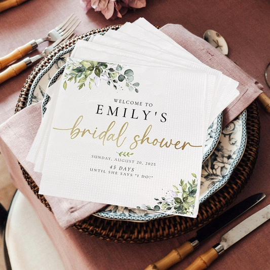 Custom Bridal Shower Napkins Bridal Shower Gift Cocktail Bridal Shower Decor Wedding Party Bridal Shower Decorations Monogram Engagement