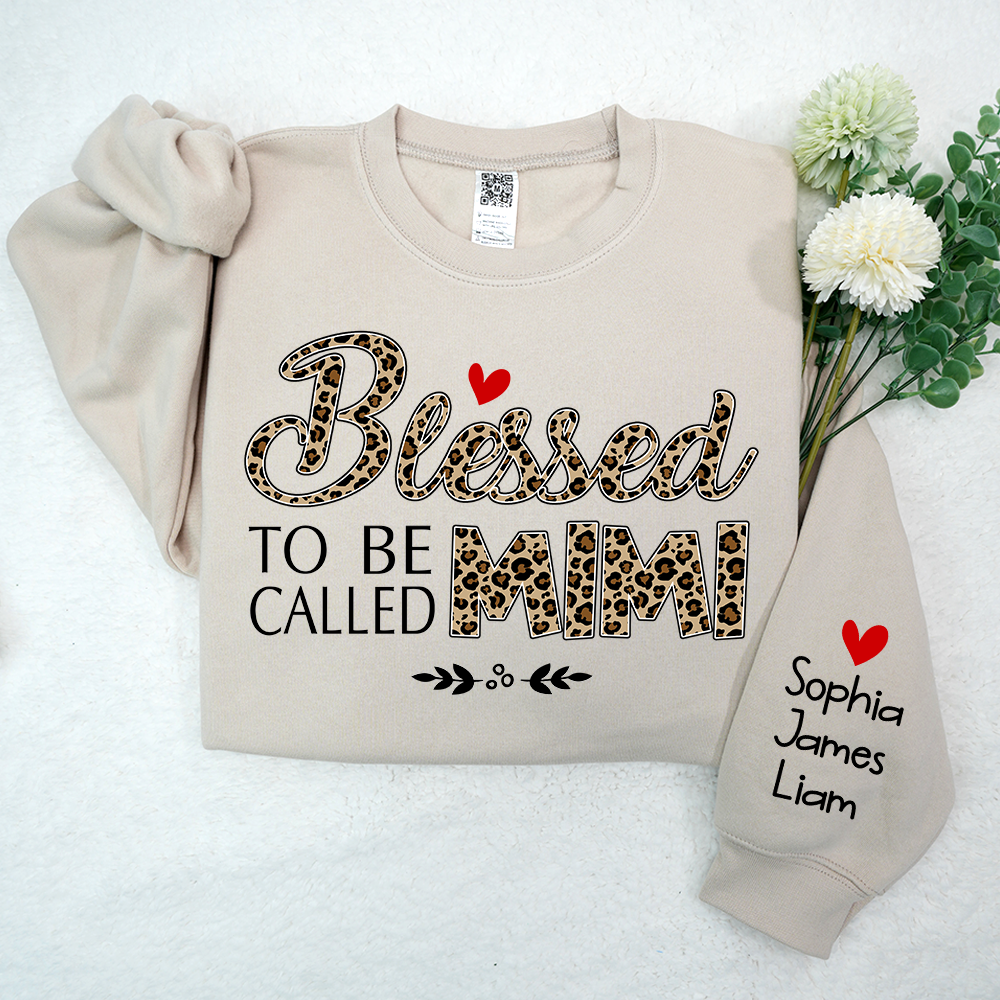 Blessed To Be Called Mimi Leopard, Custom Mimi And Kids, Grandma Gift TH Sweatshirt