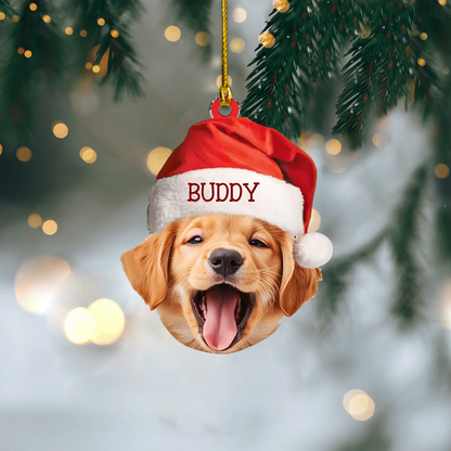 Custom Pet Christmas Ornament, Upload Dog & Cat Picture with Name Personalized Holiday Gift