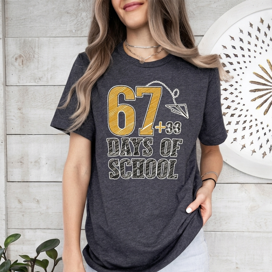 67 Days of School Shirt, Teacher Countdown Tee, Back to School Teacher Shirt, Funny School Days T-Shirt for Educators