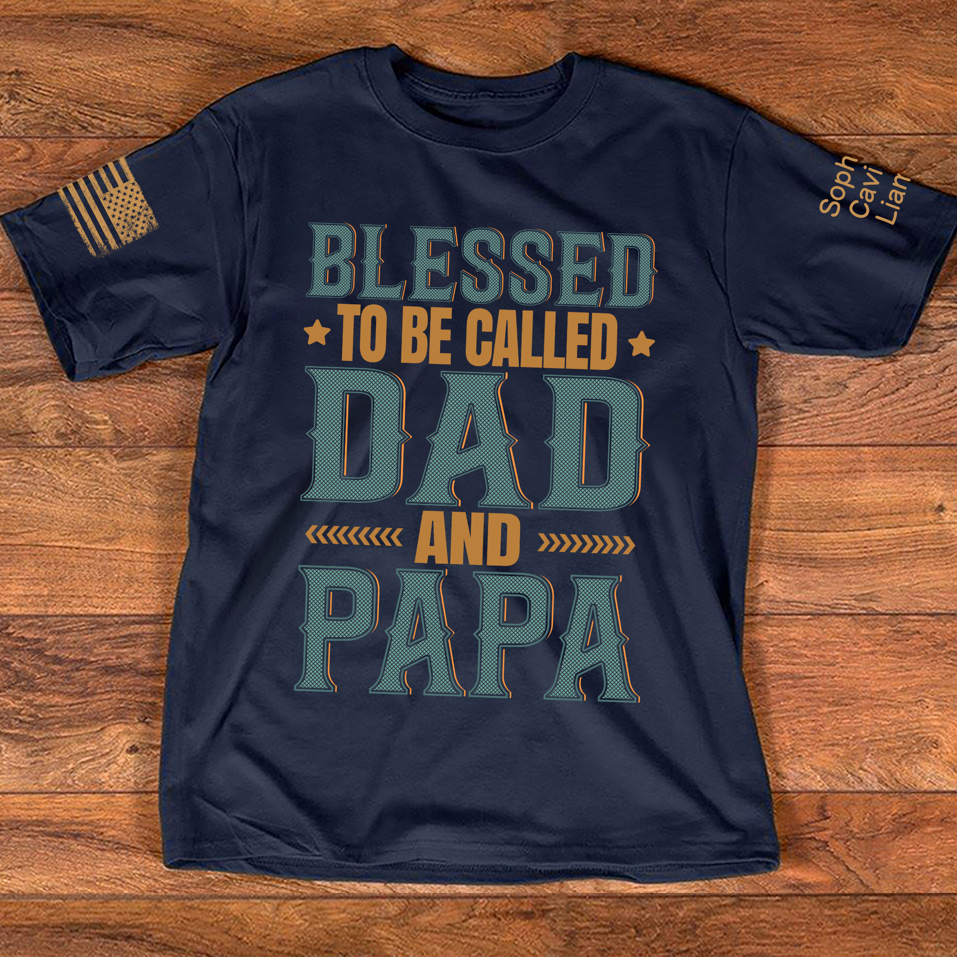 Blesses To Be Called Dad And Papa And Kids Flag American