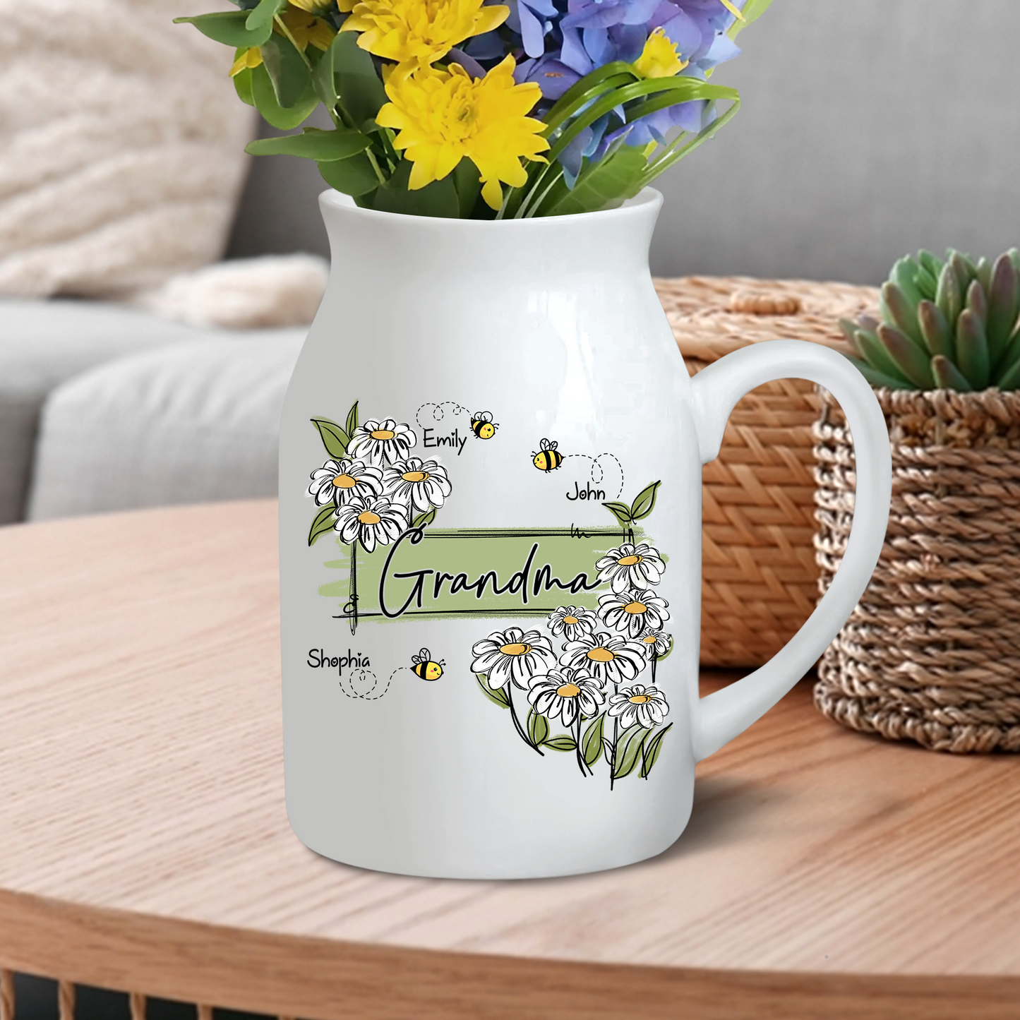 Squiggly Art Wildflowers Mimi And Bee New Kids - Custom Home Decoration Flower Vase According To Family Requirements, Ceramic Flower Vase