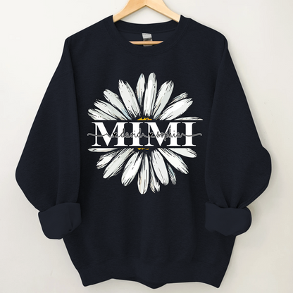 Mimi White Daisy Flower With Grandkids Sweatshirt