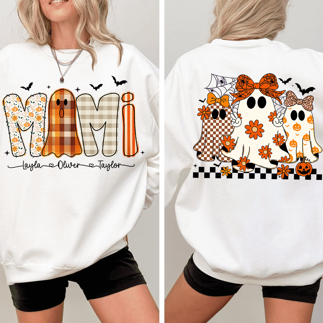 Personalized Naughty Halloween Flower Ghost, For Gift for Grandma and Kids