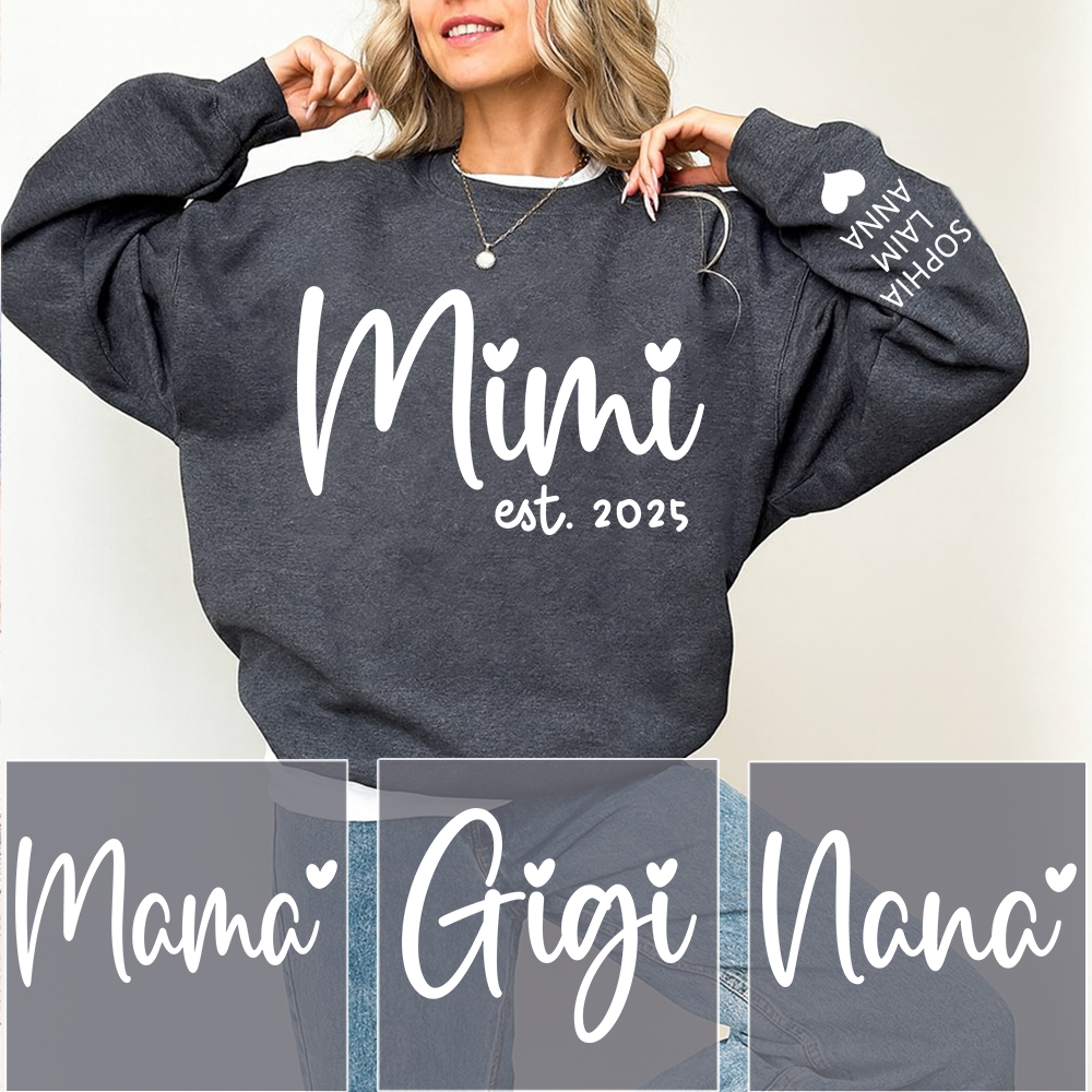 Personalized Mimi Sweatshirt, Custom Est. 2025 Grandma Gift with Kids’ Names