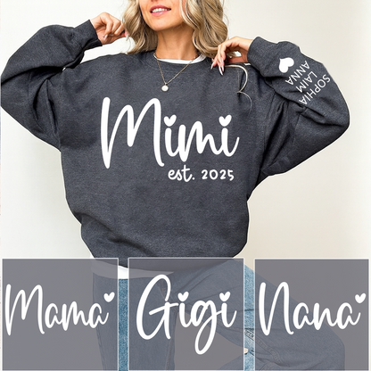 Personalized Mimi Sweatshirt, Custom Est. 2025 Grandma Gift with Kids’ Names