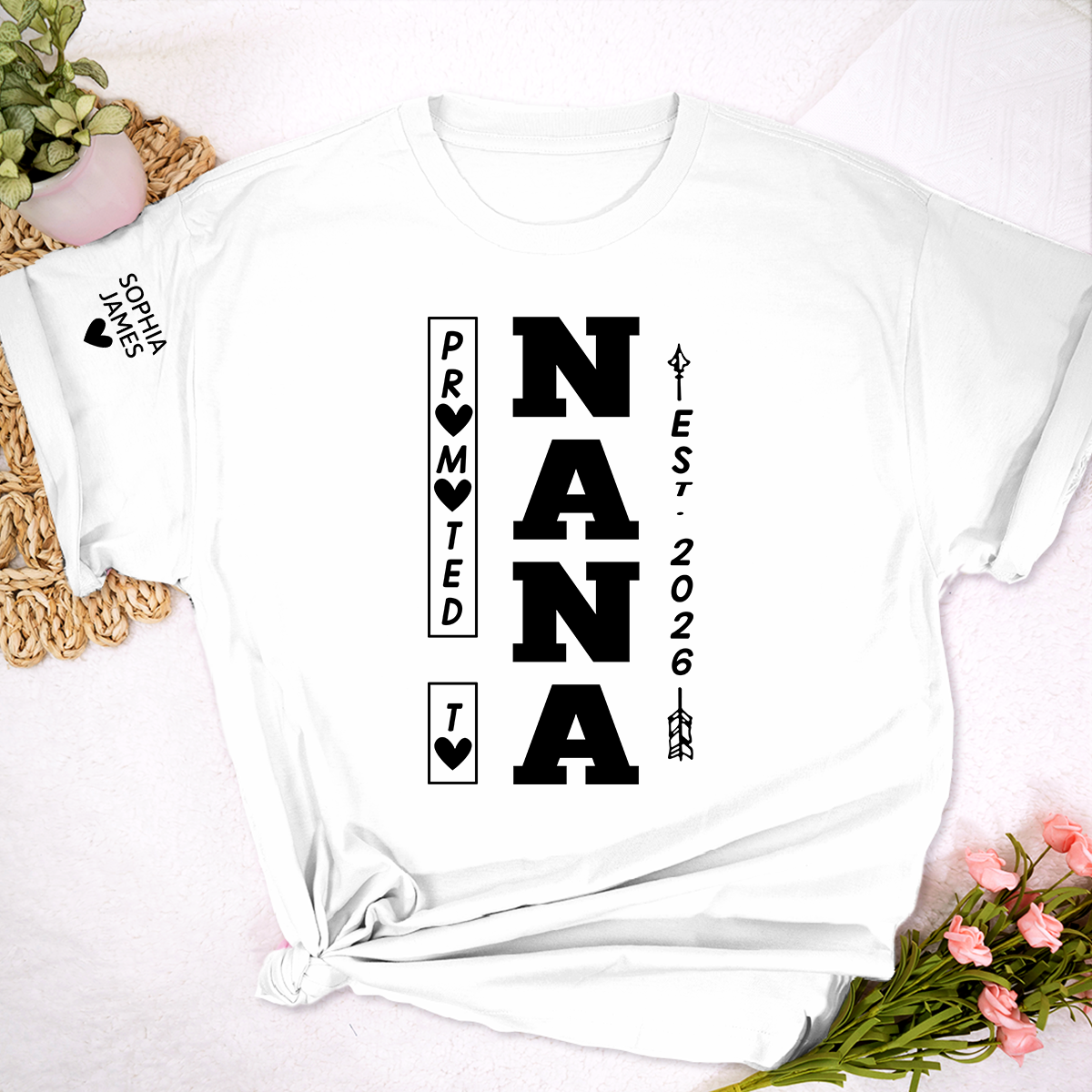 Promoted to Nana Est 2026 Shirt for Women, Cute New Grandma Announcement T-Shirt