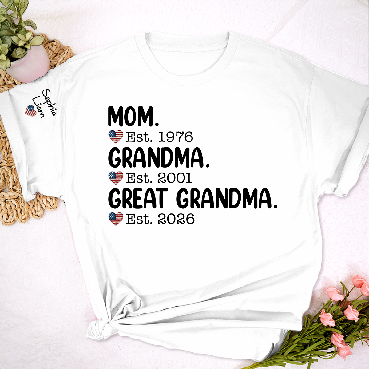 Mom Grandma Great Grandma T Shirt, Est Year Custom Shirt, Personalized Family Gift with Names, Meaningful Gift for Mother Grandmother