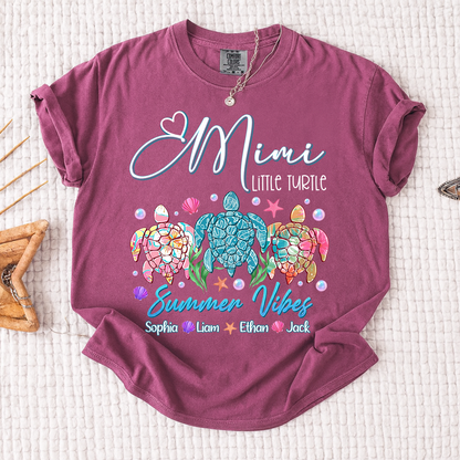 Comfort Colors® Gigi Personalized Turtle Mom Shirt with Children’s Names, Fun and Cute Grandma Shirt