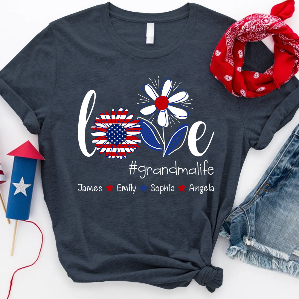 Custom Love Grandma Life 4th Of July With Kids, Mother's Day Gift TH T-Shirt