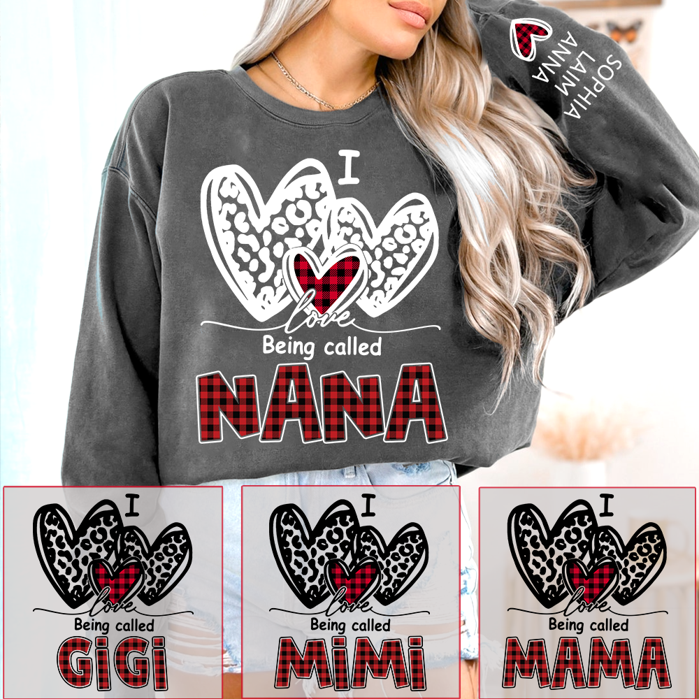 Personalized I Love Being Called Mimi Sweatshirt,Heart Valentine Gifts For Grandma And Grandchildren's