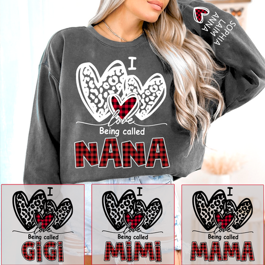 Personalized I Love Being Called Mimi Sweatshirt,Heart Valentine Gifts For Grandma And Grandchildren's