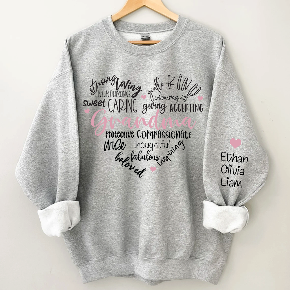 Grandma Heart Sweatshirt, Custom Grandma And Kids Heart, Grandma Gift TH