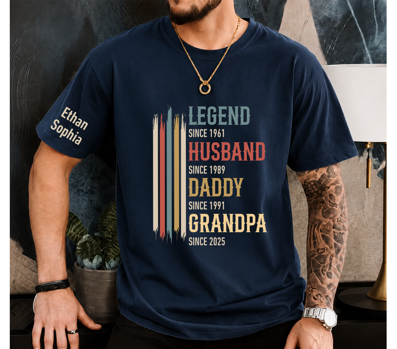 Legend Husband Dad Grandpa T-Shirt – Personalized Names Gift for Father Dad Papa Birthday Fathers Day
