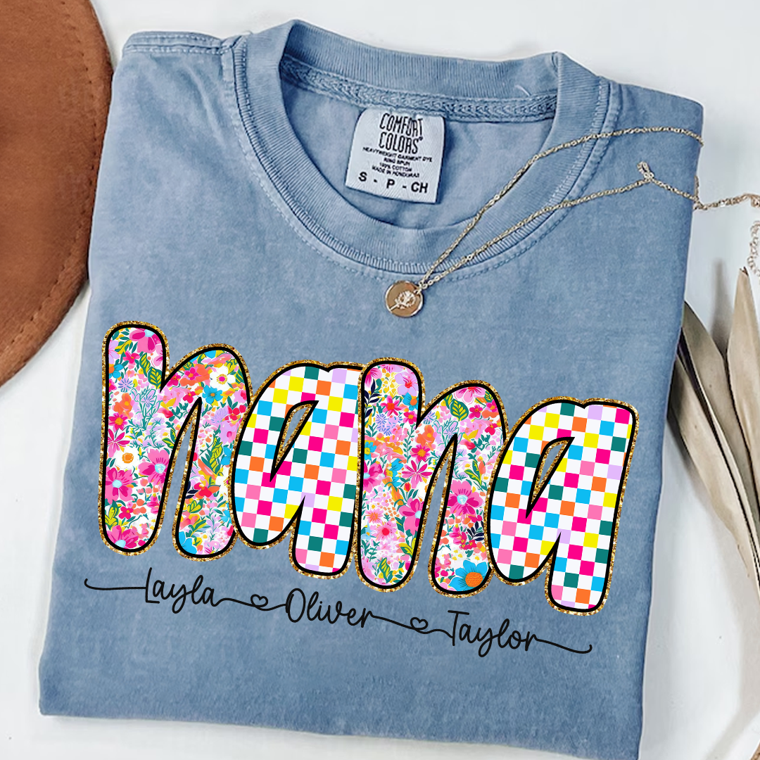 Comfort Colors® Nana Art Trend Shirt, Custom Grandma With Grandkids, Gift for Grandma