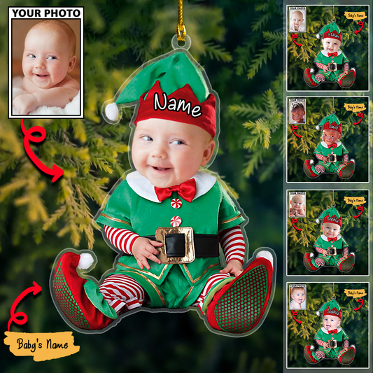 Custom Baby Photo Ornaments with Names, Personalized Christmas Ornaments
