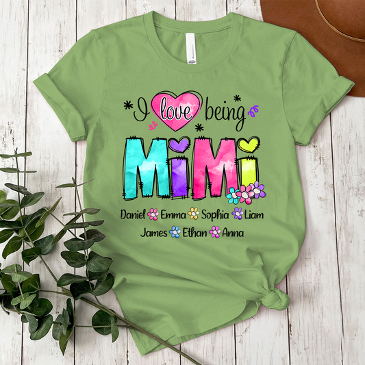 Custom I love being Nana Color Shirt, Personalized Nickname And Grandkids, Gift For Mother's Day