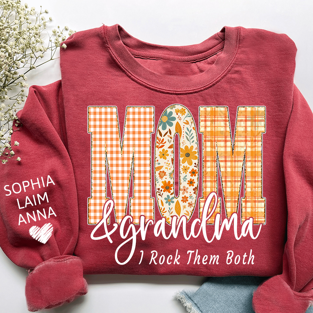 Custom Fall Mom & Grandma I Rock Them Both Sweatshirt, Gift For Grammy And Her Grandchildren