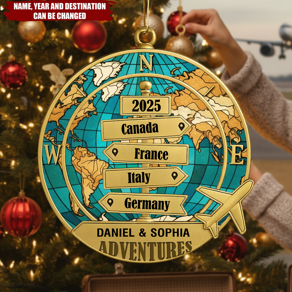 Personalized Travel Destination Ornament – Custom Acrylic Design, Unique Christmas Keepsake for Adventurers and Wanderers Ornament