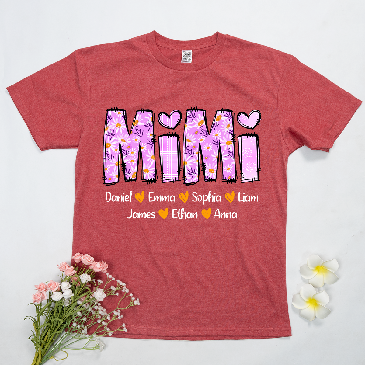 Personalized Mimi Daisy Shirt, Custom Nickname and Grandkids' Names T-Shirt