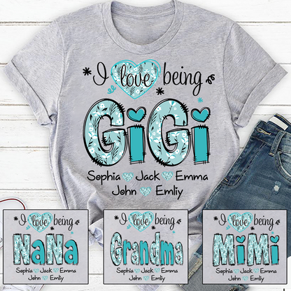 Personalized I love being Gigi Flower Custom Names And Grandkids Mother's Day T-Shirt