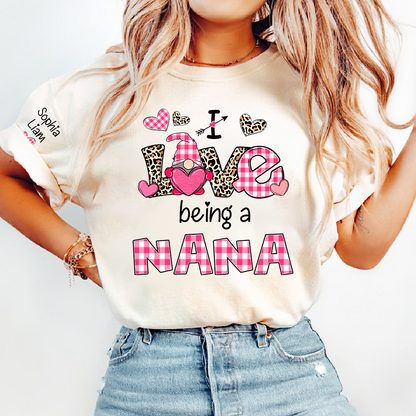 Personalized Nana Shirt I Love Being a Nana with Custom Names, Cute Grandma T Shirt Gift