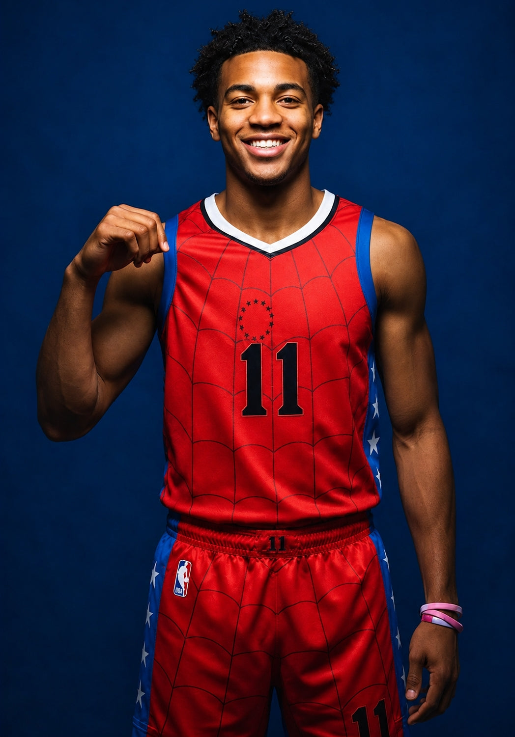 Jalen Brunson 11 Spider Basketball Jersey and Shorts – Brand New Day Inspired New York Knicks Fan Gift, Red Spider Web Mesh Jersey