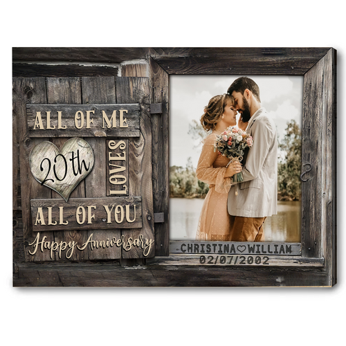 20 Year Anniversary Gift For Wife, Custom Couple Photo, Together We Built A Life Canvas Wall Art for Living Room