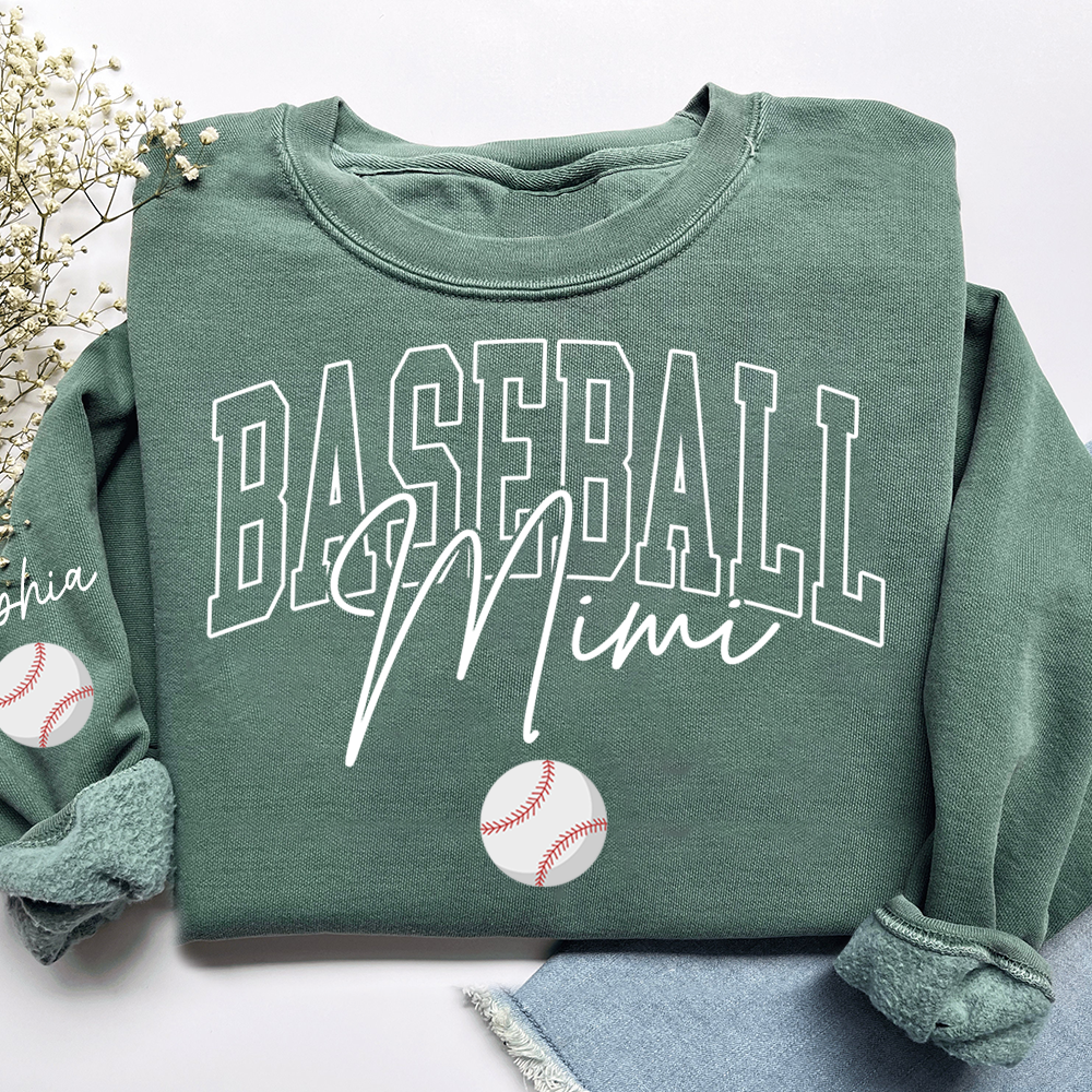 Personalized Mimi Baseball Sweatshirt, Custom Gifts for Grandma and Grandchild