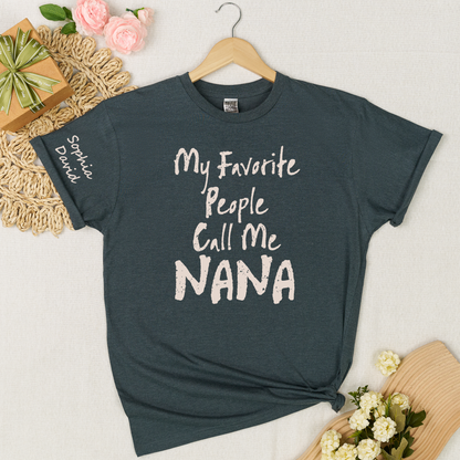 Custom Nana Shirt My Favorite People Call Me Nana Personalized Grandma T Shirt with Kids Names Gift for Nana Mother Birthday Family Matching Tee