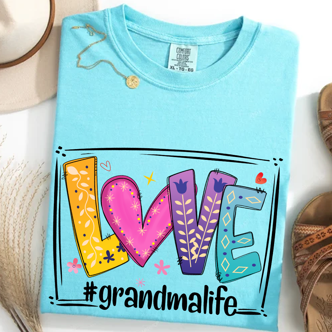 Comfort Colors® LOVE Grandma Life T-Shirt – Colorful Graphic Tee