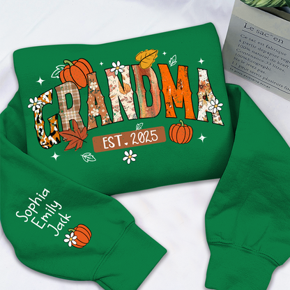 Custom Grandma Pumkin Sweatshirt, Personalized For Grandma And Kids