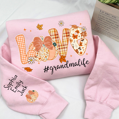 Custom Love Grandma Pumkin, Preppy Floral Fall Grandma And Kids