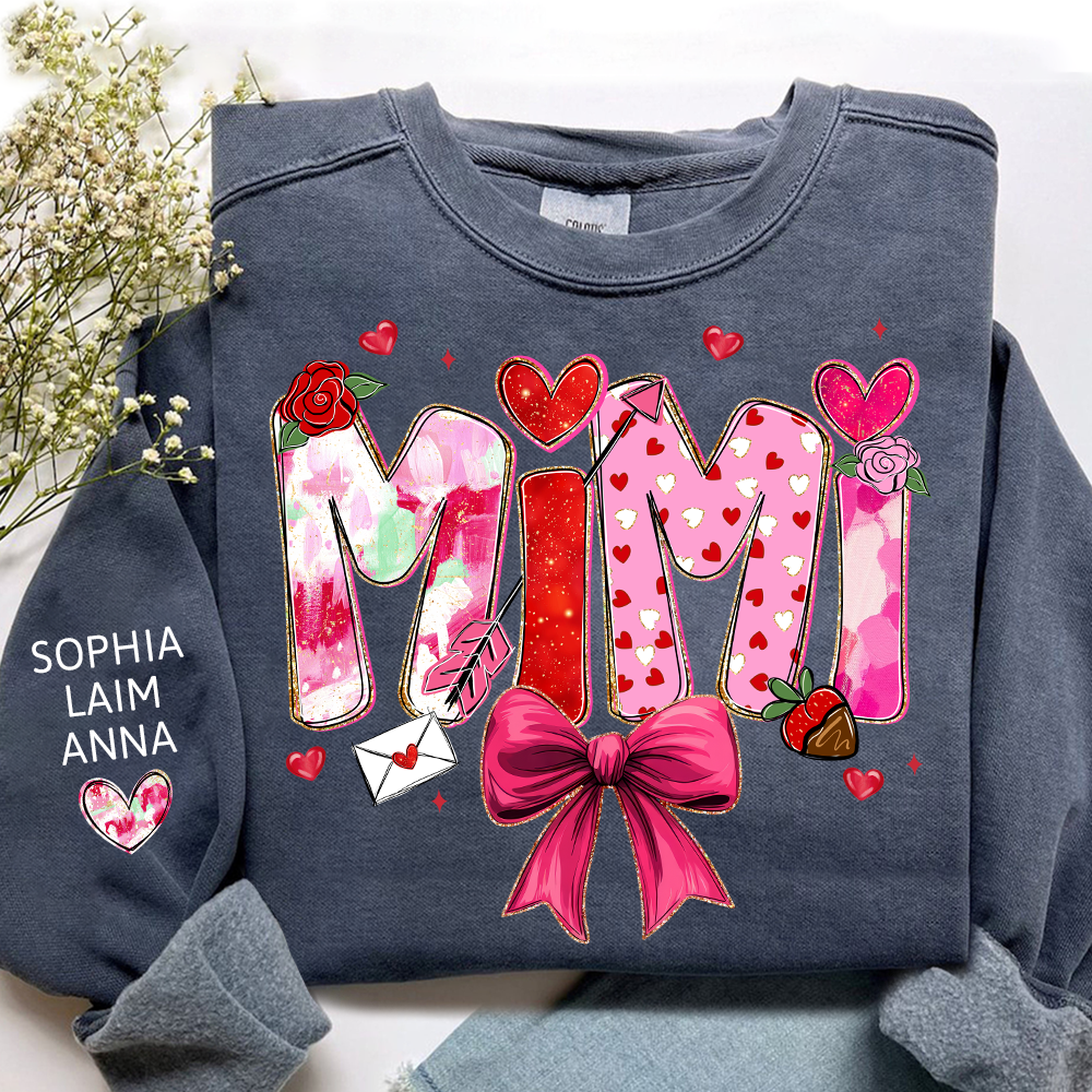 Mama Valentine Sweater, Personalized Heart and Arrow Printed Sweatshirt For Family Gift