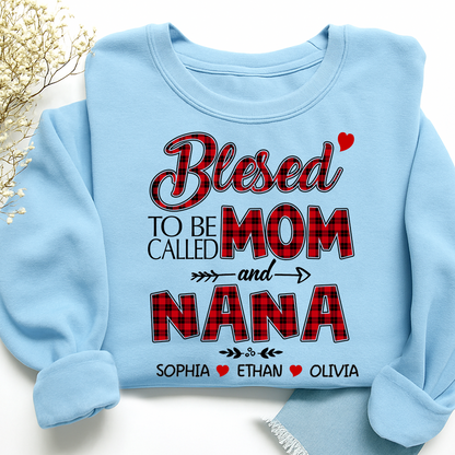 Christmas Mom And Grandma Shirt with Custom Kids’ Names, Cozy Holiday Gift