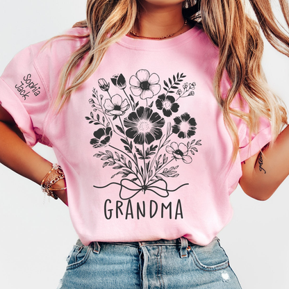 Personalized Grandma Shirt with Floral Design & Custom Names - Customizable Gift for Grandmother