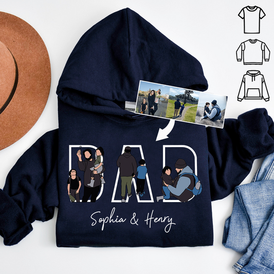 Custom Dad Hoodie Portrait From Photo, Personalized Dad Portrait Shirt, Personalized Gifts For Dad, Father's Gift