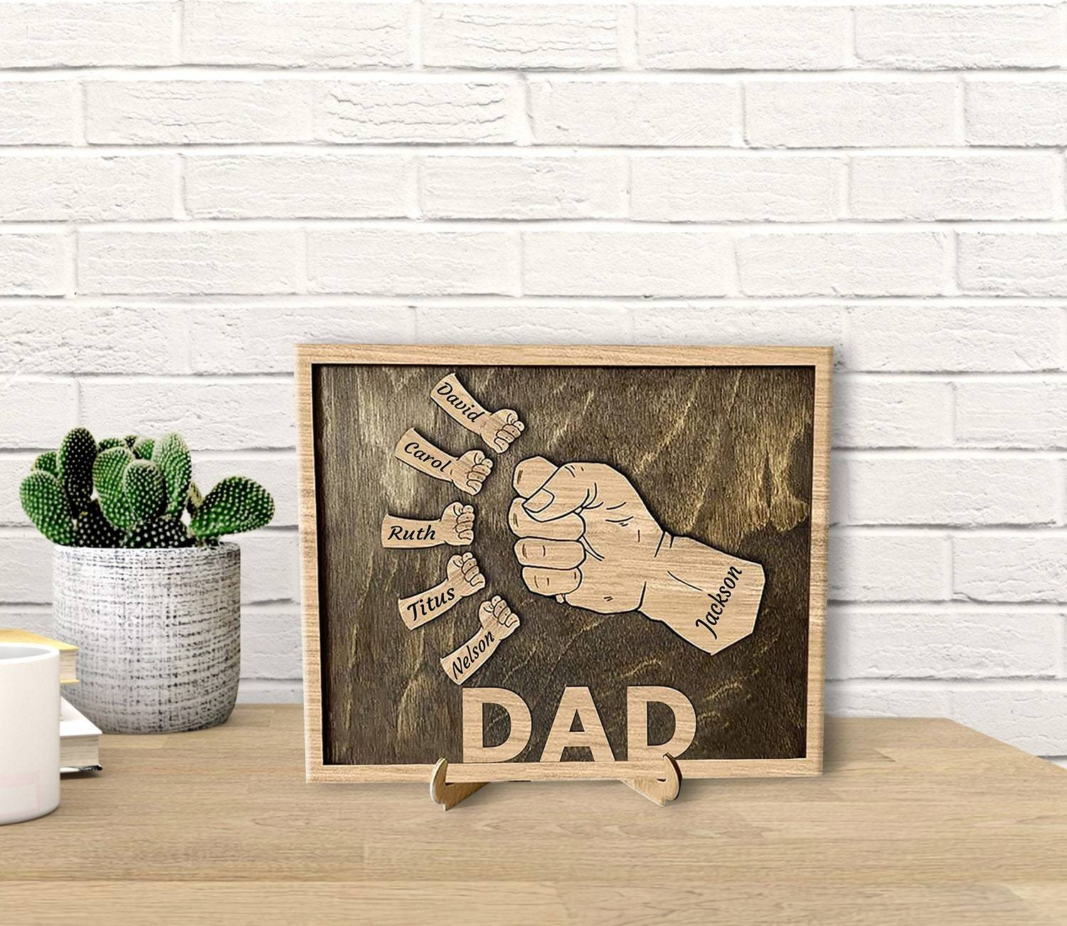 Personalized Fist Bump Sign Home Decor Wood Frame for Father's Day