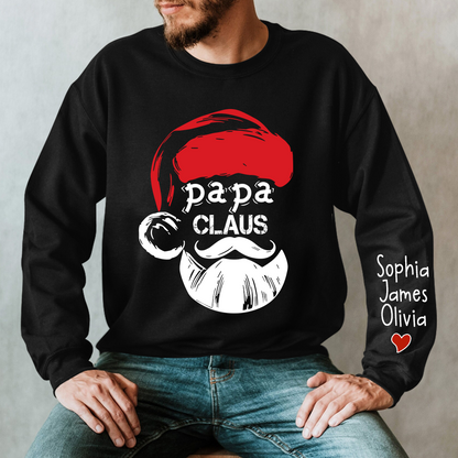 Merry Christmas Papa Claus, Dad Claus Gift Custom Name Kids Sweatshirt