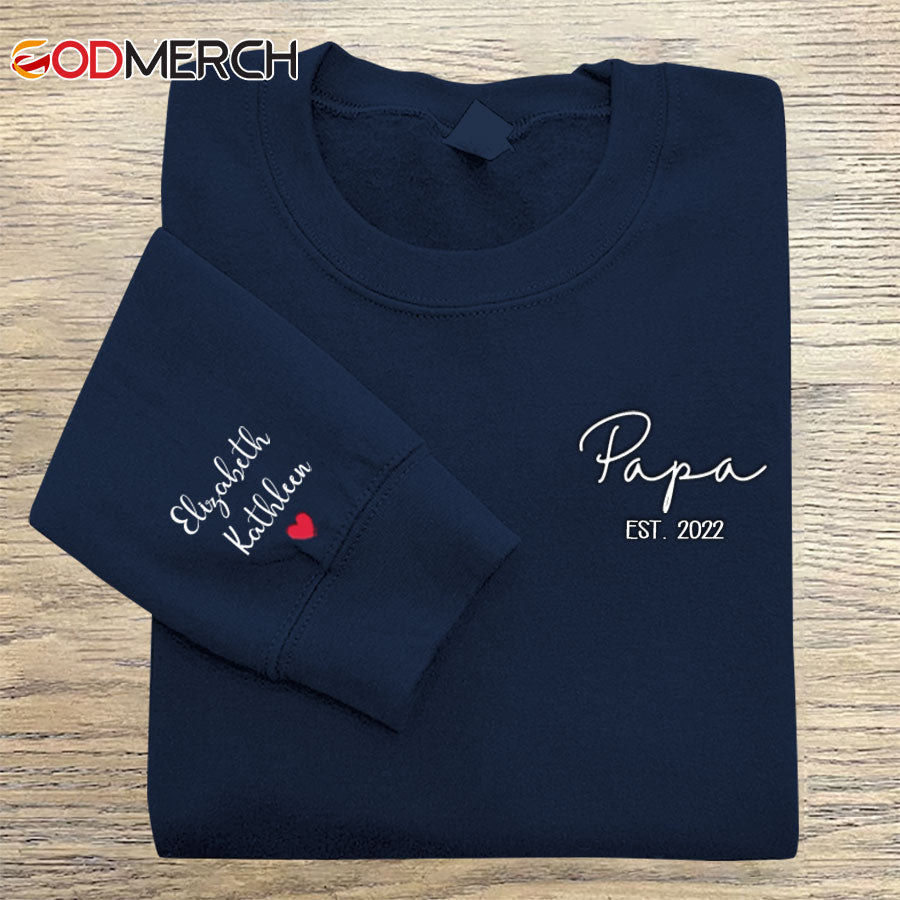 Personalized Embroidered Dad Hearts Sweatshirt