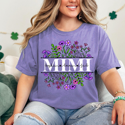 Comfort Colors® Mimi Wildflower And Grandkids Shirt Gift for Grandma, Mother's Day
